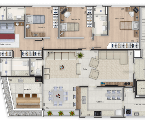 Ed. Pitágoras - Planta Apartamento de Luxo Tipo 301 a 701